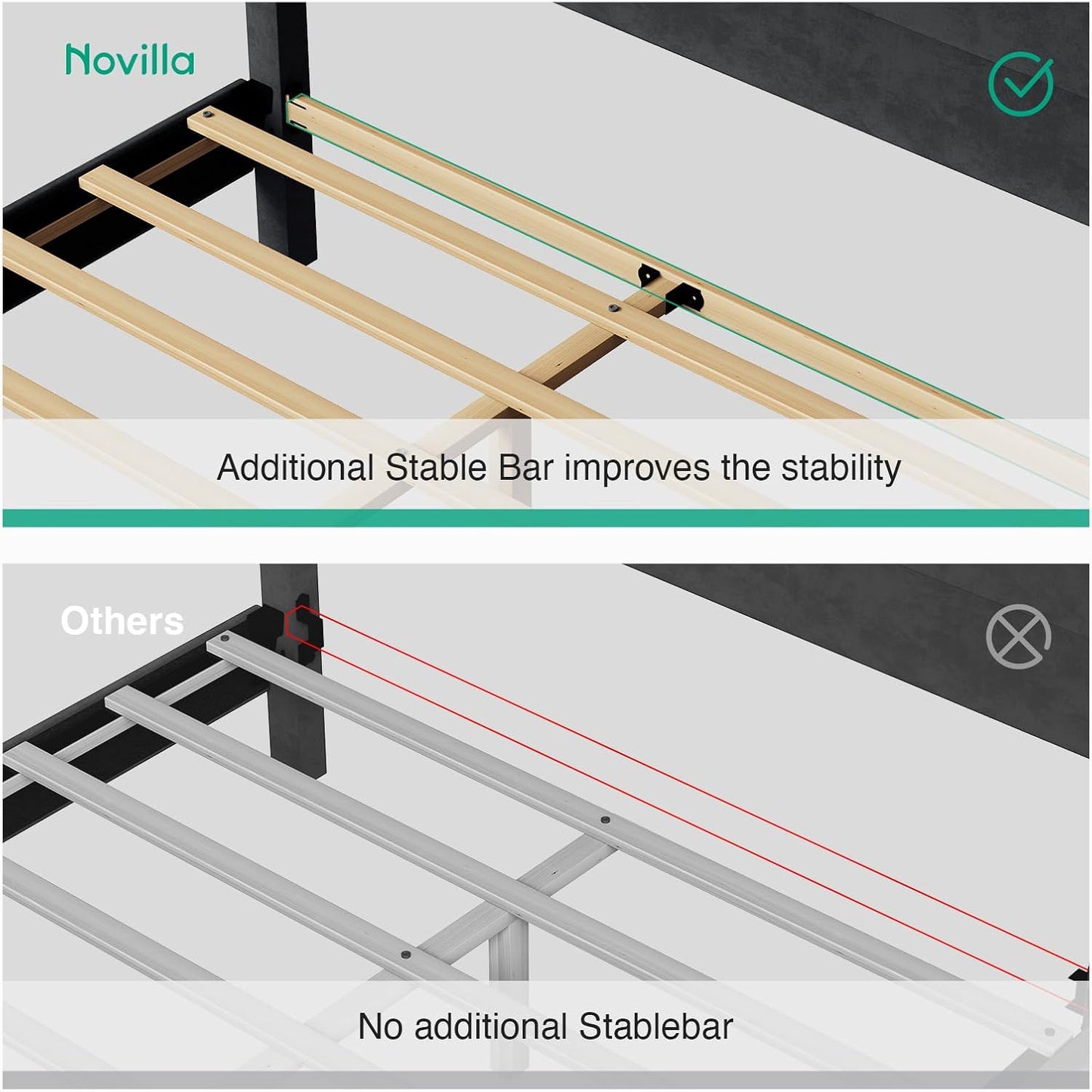 Full Size Bed Frame with Headboard, Full Bed Frame with Wooden Slats Support, Velvet Upholstered Stripe Headboard, No Box Spring Needed, Heavy Duty Feet, Easy Assembly, Black Velvet