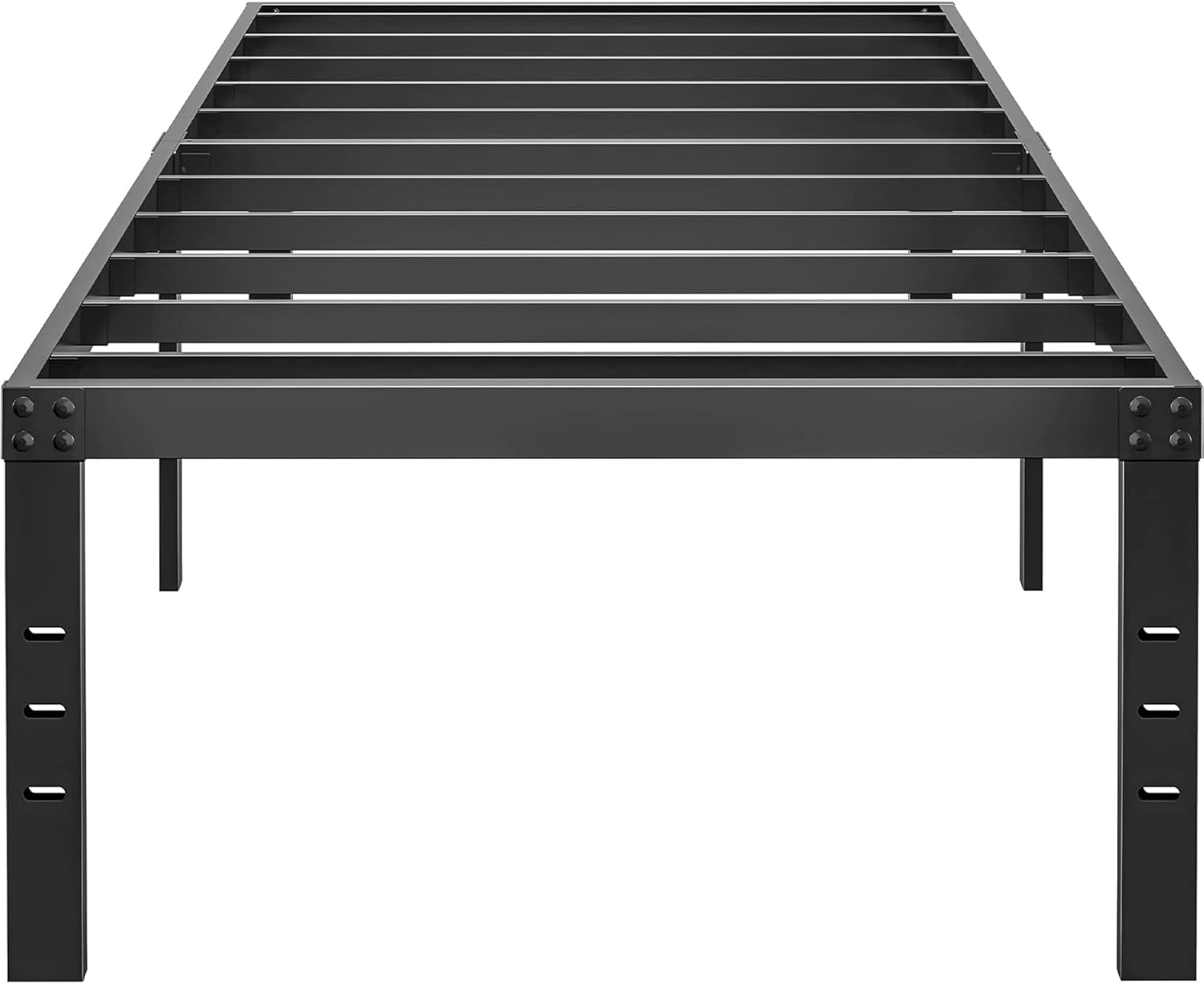 18 Inch Metal Twin Bed Frame No Box Spring Needed - Easy Assembly Heavy Duty Noise Free Narrow Bedframes - Single Black Basic Steel Slats Platform with Storage