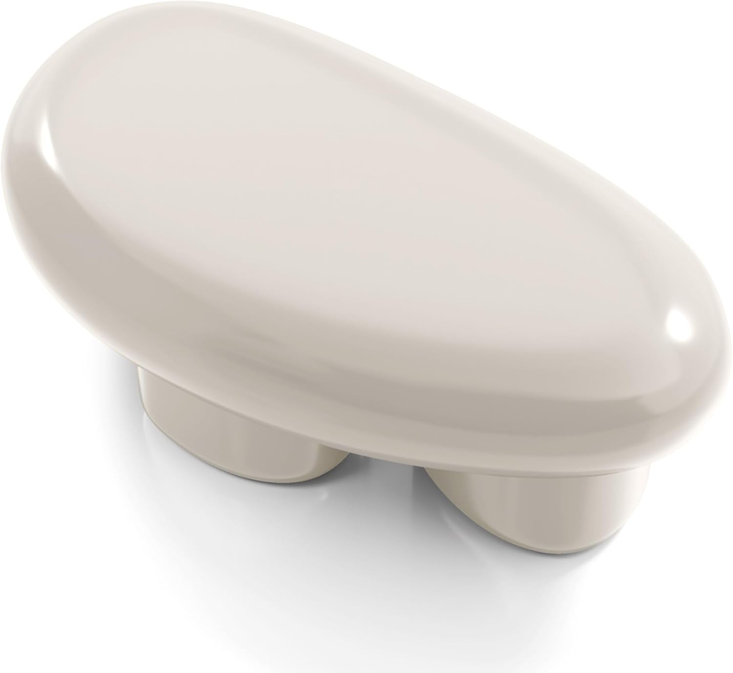 Kavren Modern 37-Inch Oval Glossy Low Profile Coffee Table, Stone Shape Living Room Furniture for Small Space, Ivory