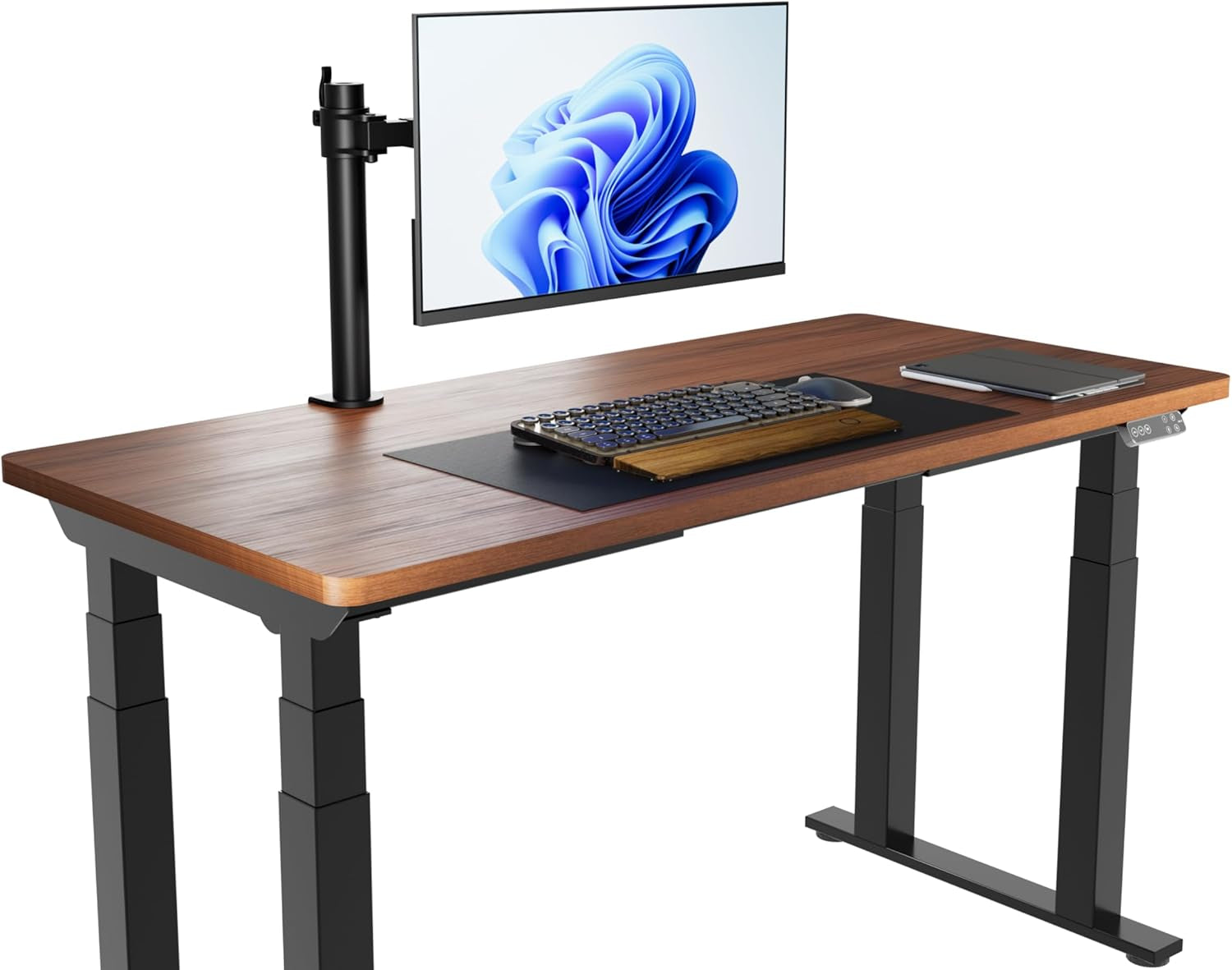 Single Computer Monitor Stand with Tilt and Rotation, Height Adjustable VESA Desk Arm Mount, Steel, 30 Inches, Black