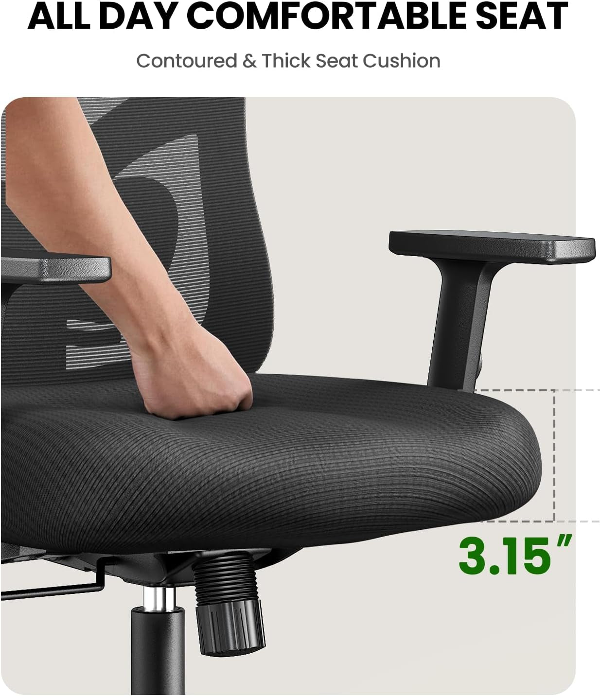 Ergonomic Office Chair Ergonomic Gaming Chair with Lumbar Support, 2D Headrest, Adjustable Armrests, Contoured Seat Cushion, Computer Desk Chair with Wheels for Home and Office