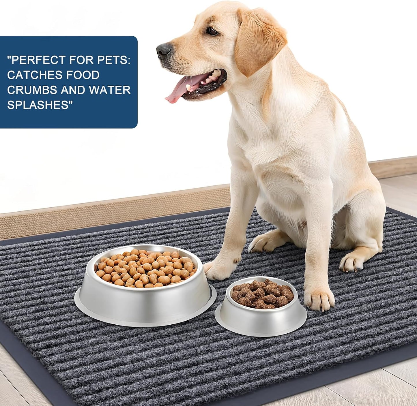 Front Door Mat Indoor Outdoor Entrance, 2-Pack 29.5 X 17 Inch, Waterproof Heavy Duty Doormat, Fade Resistant, Low Profile, Easy Clean Patio Porch Welcome Floor Mats for Entry, Grey