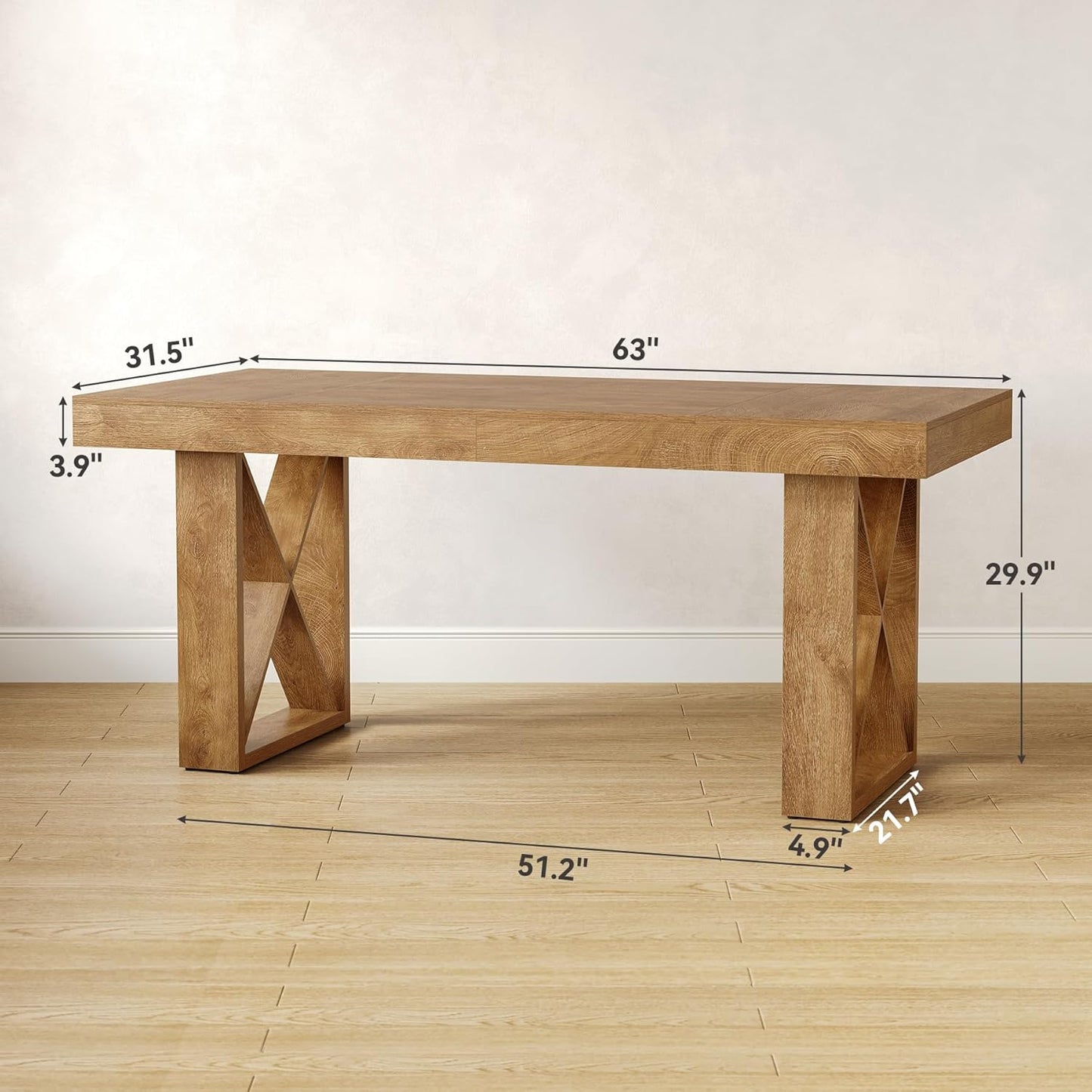 63-Inch Computer Desk, Simple Thick Appearance, Study Gaming Writing Workstation Executive Office Desk for Home, Study Room, Brown