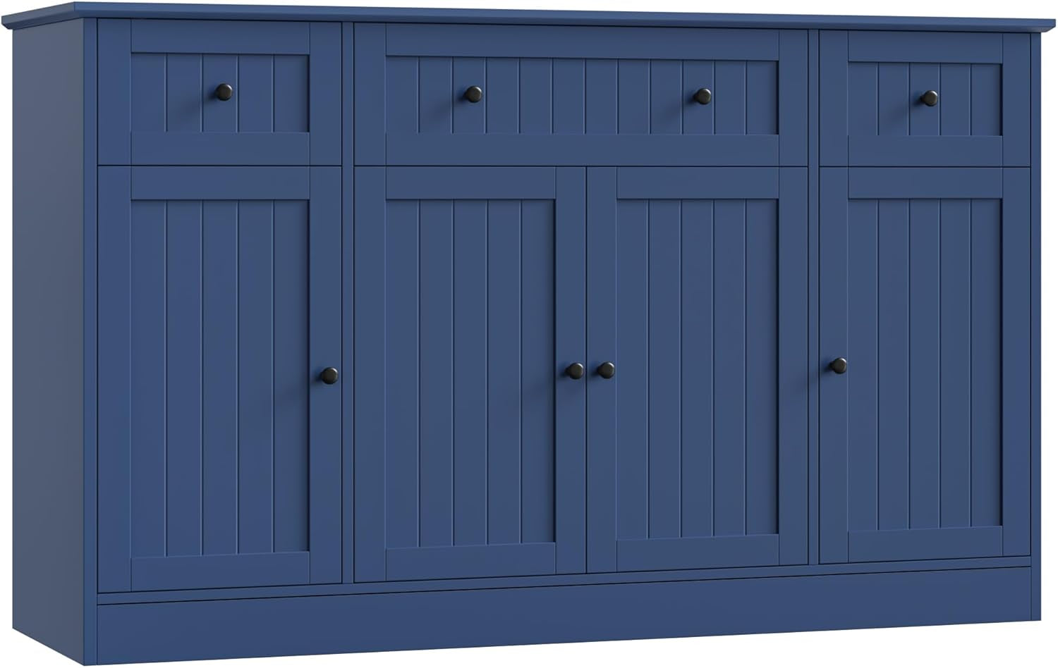 55" Sideboard Buffet Cabinet with Storage, Modern Kitchen Buffet Storage Cabinet with Drawers, Wood Coffee Bar with Adjustable Shelves, Large Sideboard for Kitchen, Living Room, Blue