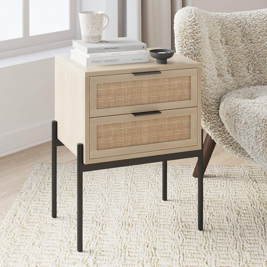 Modern Nightstand, End, Bedside or Side Table with Storage for Living Room or Bedroom