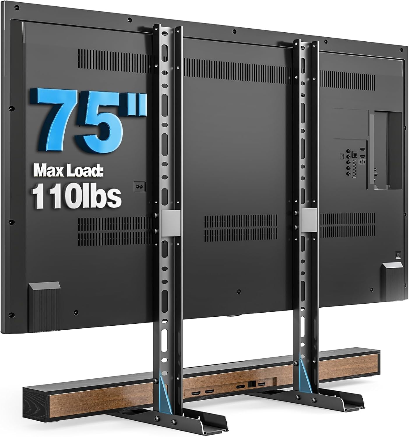 Universal Table Top TV Stand for 20-75 Inch Flat Curved Tvs, Height Adjustable TV Legs with Cable Management, Great Load-Bearing Replacement TV Base Holds up to 110Lbs, Max VESA 800X600Mm, Black