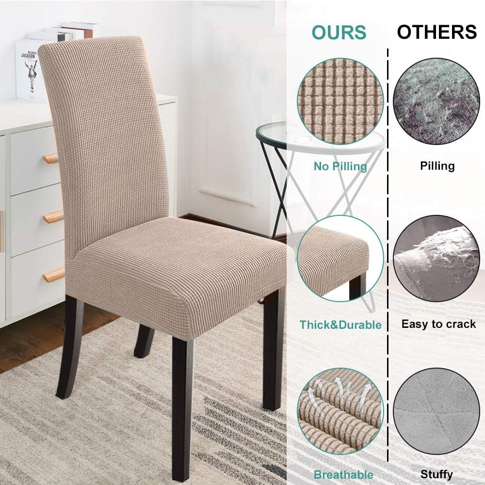Dining Chair Covers Seat Parson Chair Slipcover for Dining Room Set of 4, Khaki