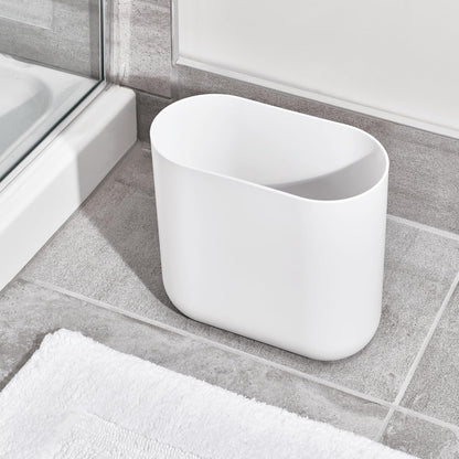 Small Slim Plastic Bathroom Trash Can, Garbage Can for Bedroom, Office, Desk, Dorm, White