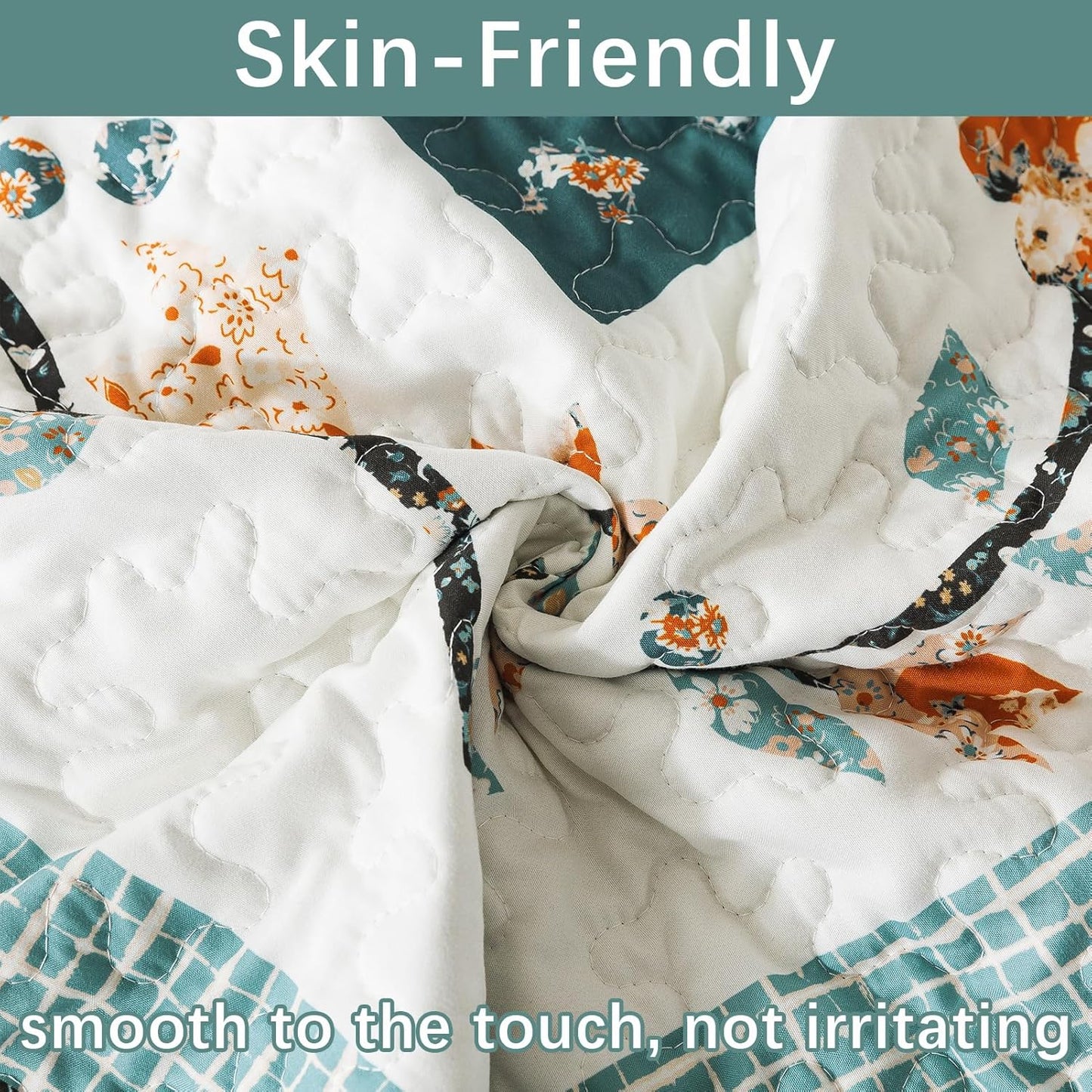 Cotton King Size Quilt Sets, Lightweight King Quilt Bedding Set (98 X 106 Inch) Garden Style Floral Bedspread King Size Coverlet Set for Bed Decorations - All Seasons, 3 Pieces