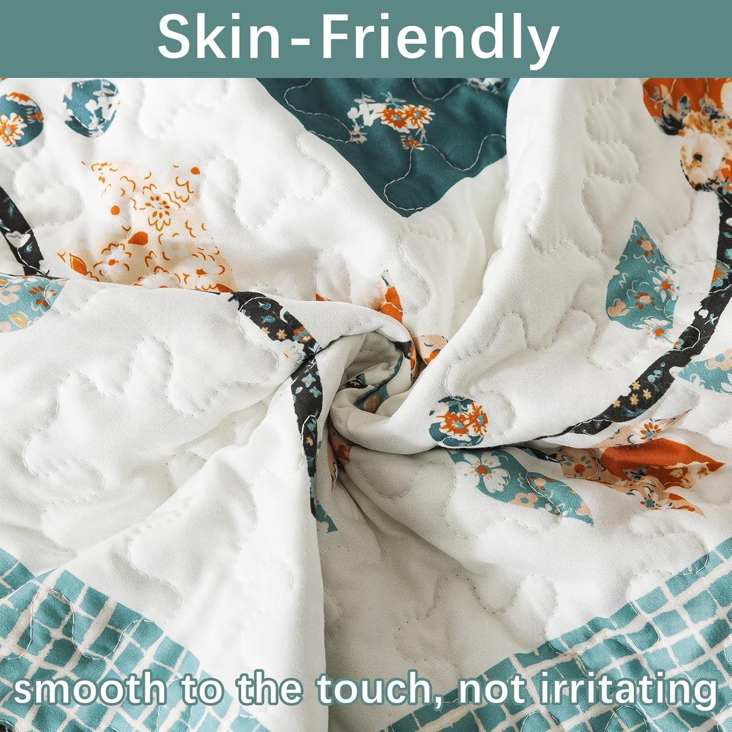 Cotton King Size Quilt Sets, Lightweight King Quilt Bedding Set (98 X 106 Inch) Garden Style Floral Bedspread King Size Coverlet Set for Bed Decorations - All Seasons, 3 Pieces