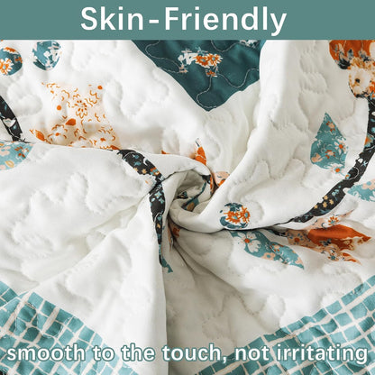 Cotton King Size Quilt Sets, Lightweight King Quilt Bedding Set (98 X 106 Inch) Garden Style Floral Bedspread King Size Coverlet Set for Bed Decorations - All Seasons, 3 Pieces
