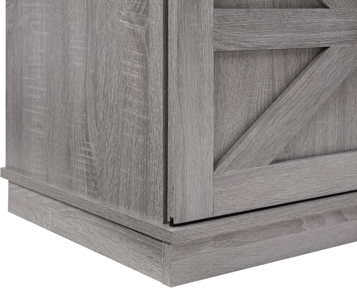58" TV Stand, Modern & Farmhouse Wood Entertainment Center for Tvs up to 65", with Sliding Barn Door, Storage Cabinet Table, Adjustable Shelves (Gray)