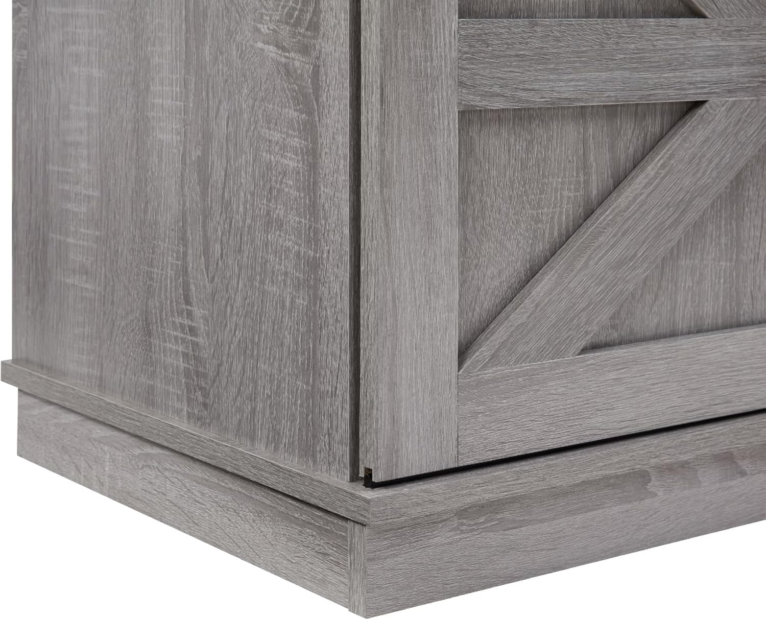 58" TV Stand, Modern & Farmhouse Wood Entertainment Center for Tvs up to 65", with Sliding Barn Door, Storage Cabinet Table, Adjustable Shelves (Gray)