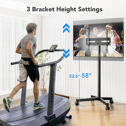 Mobile TV Cart Stand with Wheels for 23-60" Tvs, Height Adjustable, Portable Floor Stand Holds up to 88 Lbs, Rolling TV Mount Max VESA 400X400Mm