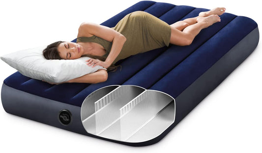 64757E Dura-Beam Standard Downy Air Mattress: Fiber-Tech - Twin Size - 10In Bed Height - 300Lb Weight Capacity - Pump Sold Separately