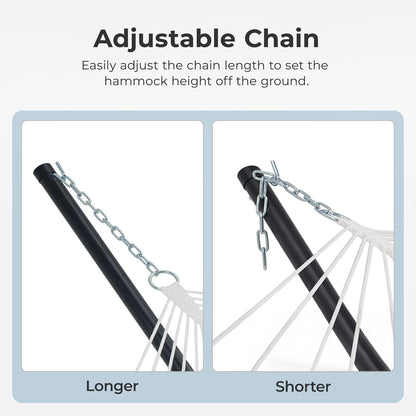 12Ft Double Hammock with Stand, Rope Hammock for 2 Person, Detachable Hammock Bed and Pillow, Portable, Anti-Tip Safety Ropes, Carry Bag, Outdoor Backyard Patio Camping, Navy Blue