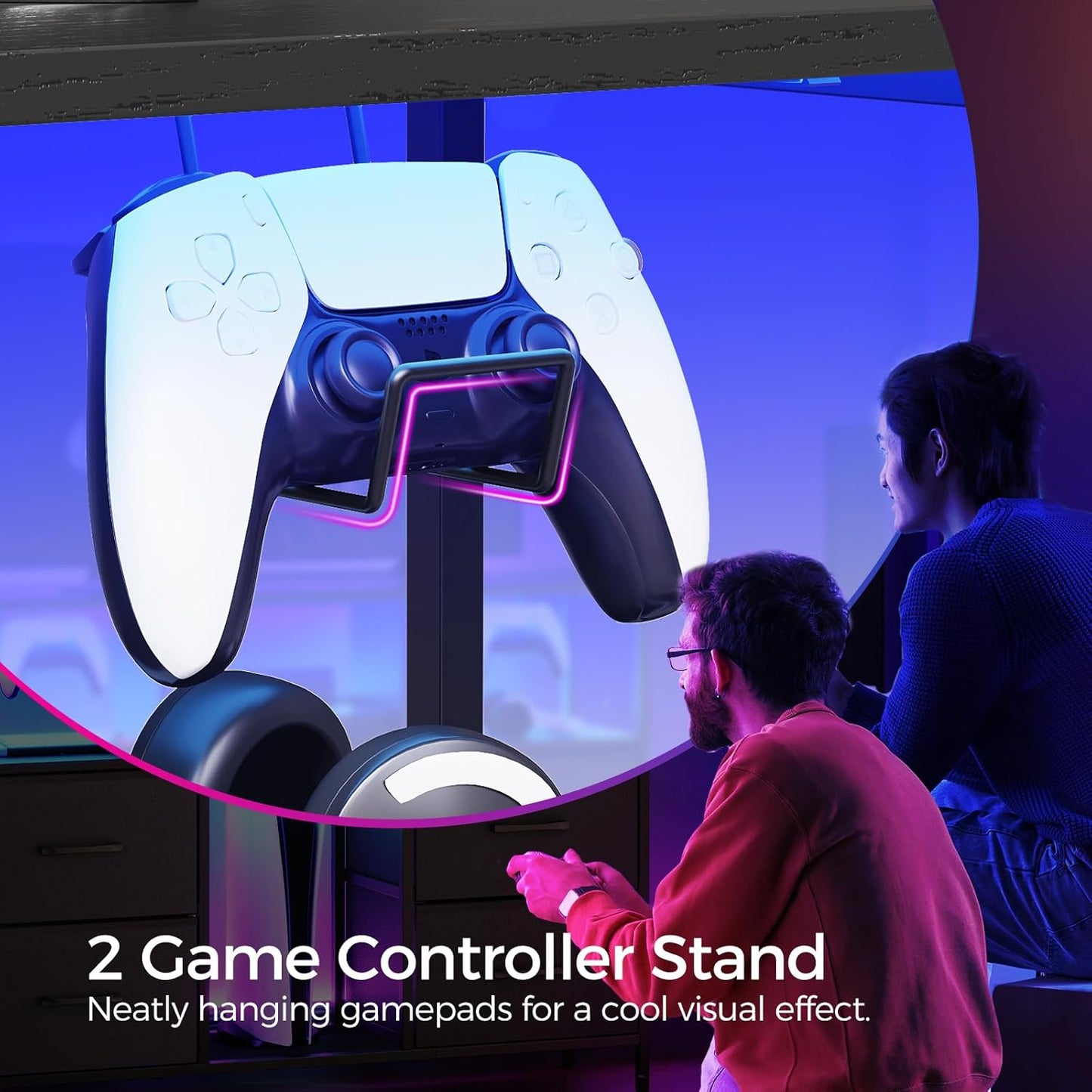 Dresser TV Stand, Entertainment Center with Power Outlets and LED Light, Media Console with Drawers and Open Shelves for 50'' TV, for Living Room, Bedroom, Black TVHB110E01N1