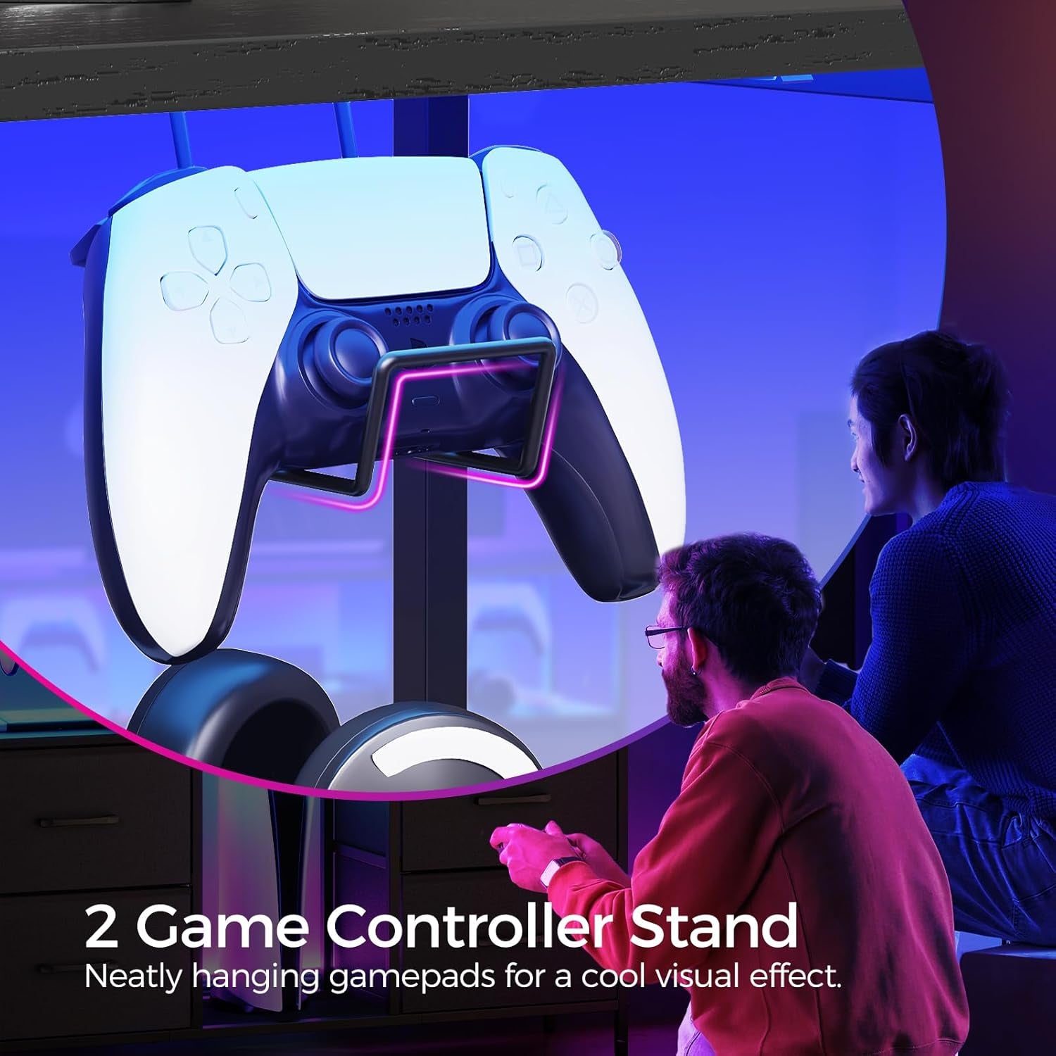 Dresser TV Stand, Entertainment Center with Power Outlets and LED Light, Media Console with Drawers and Open Shelves for 50'' TV, for Living Room, Bedroom, Black TVHB110E01N1