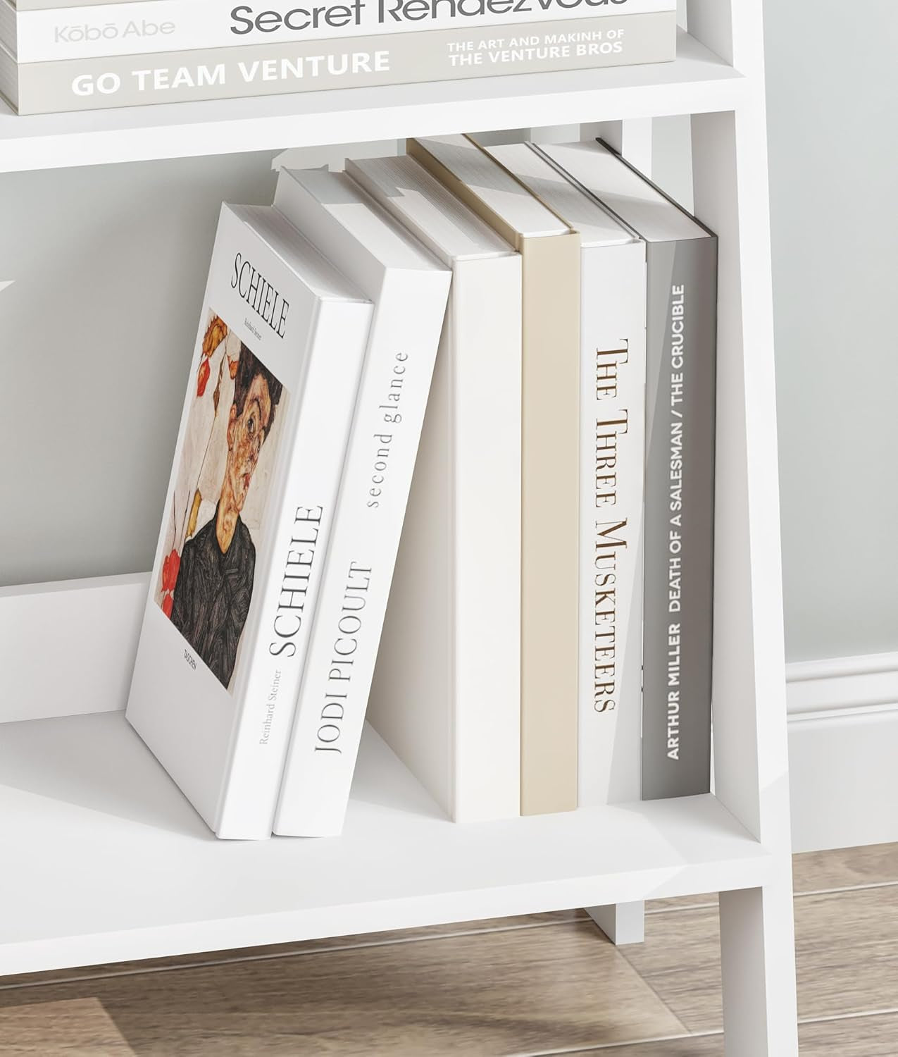 3-Tier Ladder Bookshelf, Bathroom Shelf Freestanding, Small Bookshelf with Storage, Display Stand for Home Office, Living Room, Kitchen, Bedroom, Bathroom, White