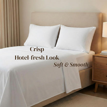 Pillowcases King Size Set of 2, Cool Touch Cotton Sateen Fabric, 500TC, Silky Smooth & Soft, Open End, White