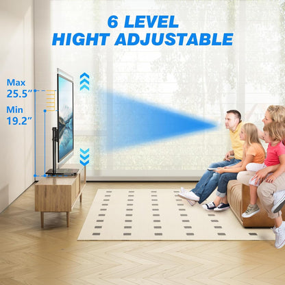 Universal Swivel TV Stand for 27-50 55 60 Inch Tvs, Height Adjustable Table Top TV Stand Mount Hold up to 88 Lbs, Pedestal TV Stands with Tempered Glass Base, Replacement TV Mount Stand