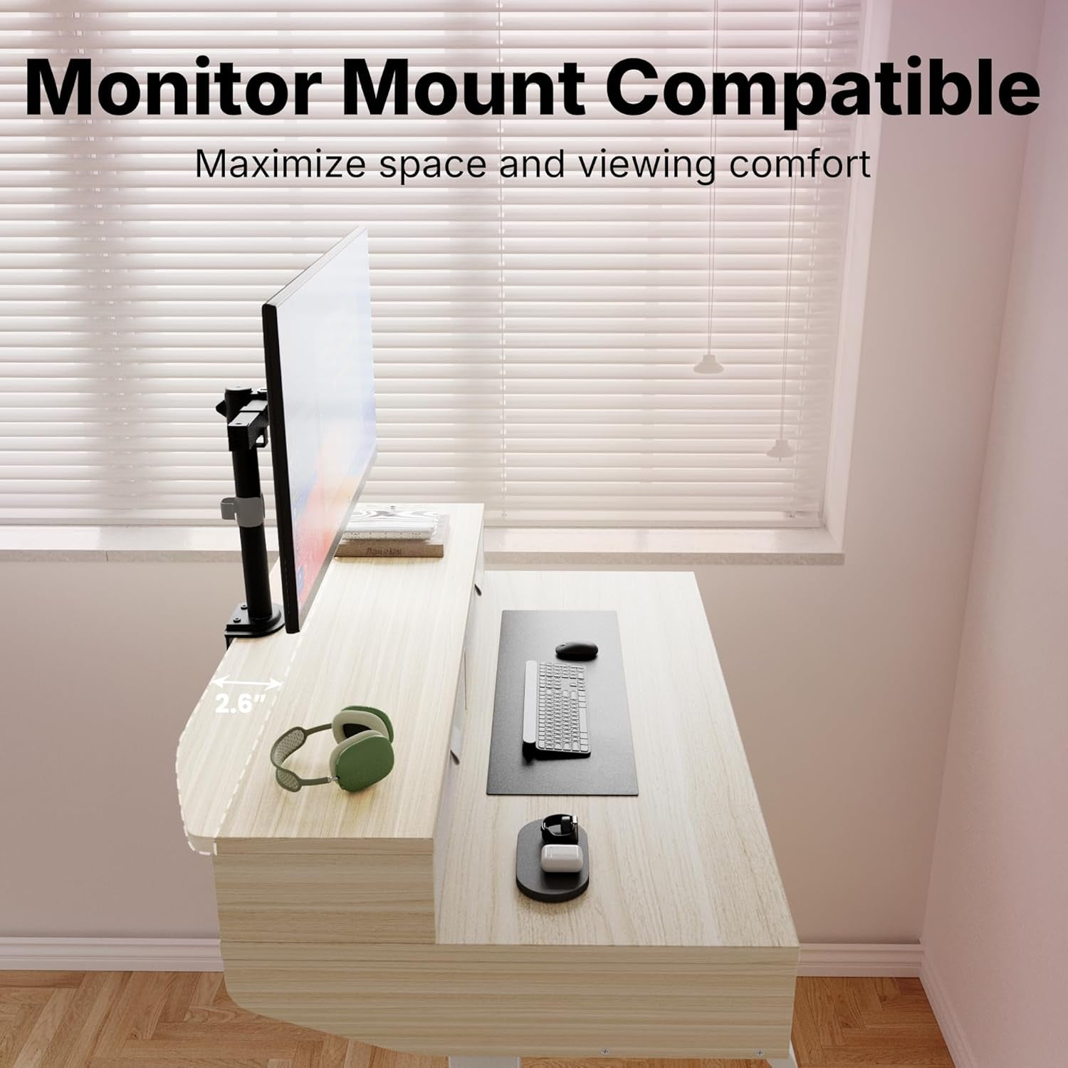 32 X 20 Inch Electric Standing Desk with 4 Drawers, Adjustable Height Sit Stand Home Office Desk, C-Clamp Mount Compatible, Ergonomic Stand up Desk with 4 Preset Heights, Natural