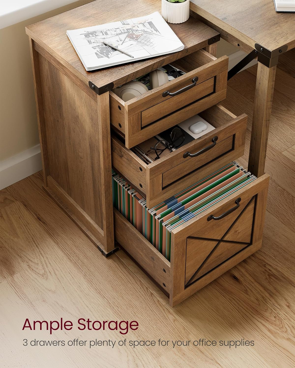 Lateral File Cabinet, Filing Cabinet with 2 Drawers, Printer Stand, 2 Open Compartments, Fit A4, Letter Size, Hanging File Folders, for Home Office, Farmhouse Style, Rustic White UOFC049T73