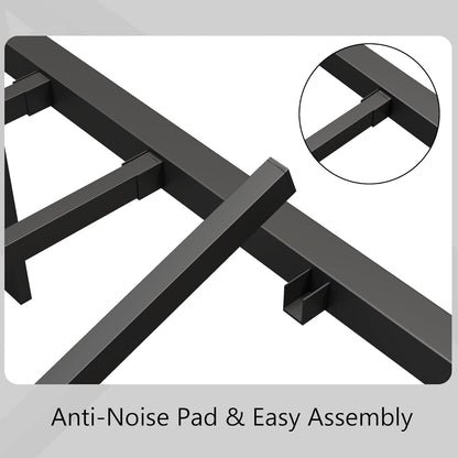 Queen Size Metal Platform Bed Frame/Victorian Style Headboard and Footboard/Steel Slat Support/Easy Assembly/No Box Spring Needed/Underbed Storage/Noise Free/Black