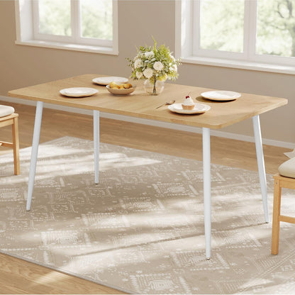 Dining Table, Dining Room Table for 4-6 People, Modern Farmhouse, for Kitchen, Quick Assembly, Heat-Resistant Surface, 29.5 X 55.1 X 29.5 Inches, Golden Oak and Cloud White UKDT100N01V2