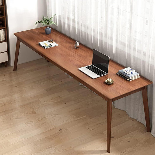 Mid-Century Wood Long Desk Table,Extra Large Two Person Office Desk,Home Computer Desk,Solid Writing Study Table,Double Workstation Desk, Walnut，Walnut 160X60X75Cm