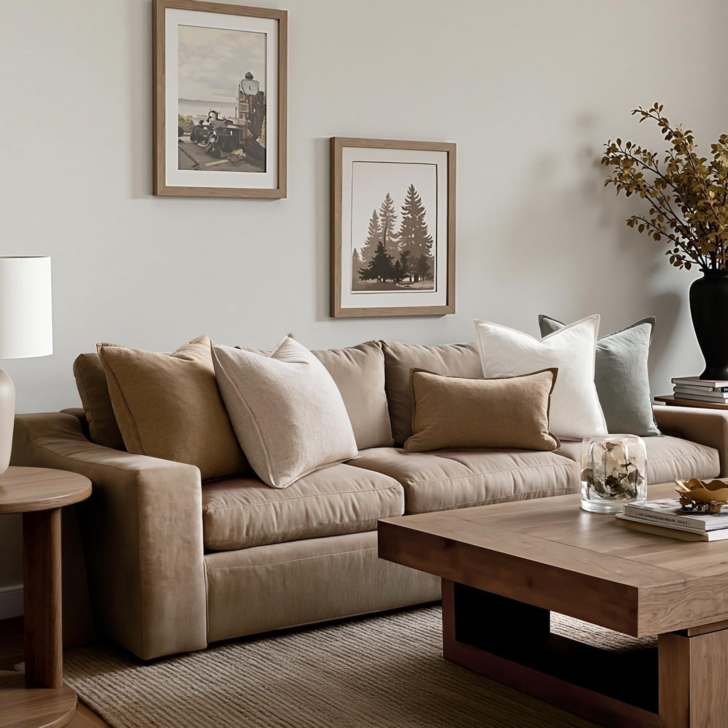 Neutral Linen Pillow Covers Pack of 4 Decorative Natural Solid Throw Pillow Covers Soft Accent Boho Farmhouse Couch Pillowcases Modern Home Decors for Living Room Bed Sofa 18X18 Inch