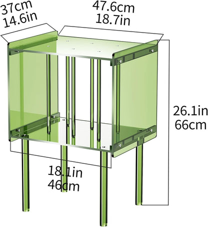 Acrylic Record Player Stand, with Vinyl Storage, Clear Acrylic Side Table, Pink (Green)