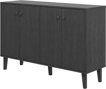 Sideboard Buffet Cabinet Kitchen Storage Cabinet Living Room 4 Doors Console Table (Black)