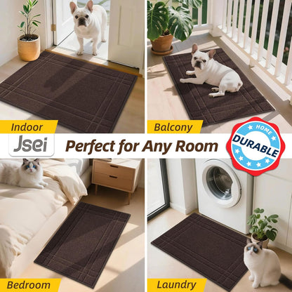 Entryway Rugs Doormat 32"X48", Non-Slip Dirt Trapper Door Mats Indoor, Washable Absorbent and Stain Resist Welcome Floor Mat for Front Door, Dog Door Mat, Muddy Wet Shoes & Paws, Brown