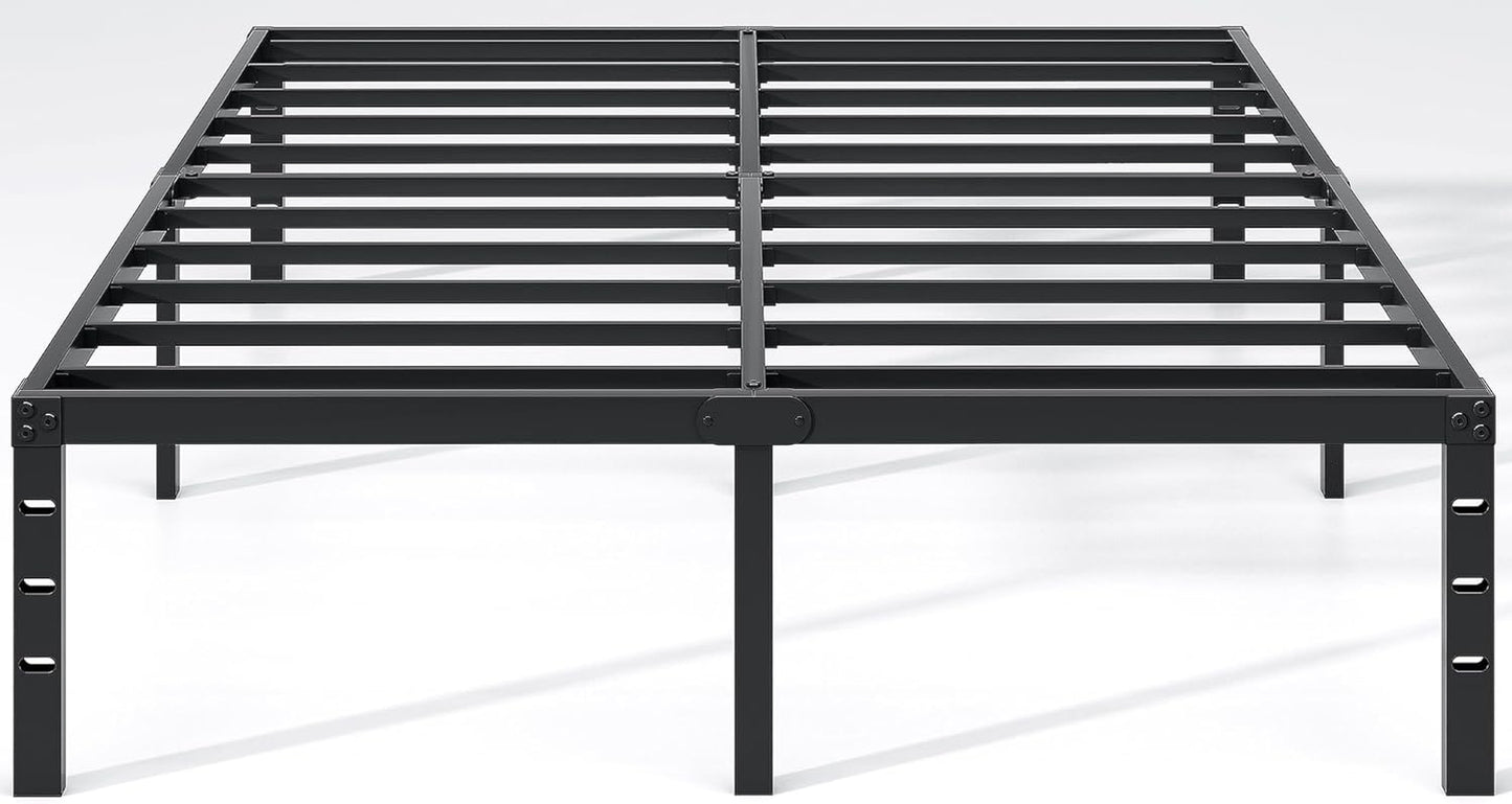Metal Bed Frame,Queen Size Bed Frame with Storage Space,Heavy Duty Sturdy Mattress Foundation,Easy Assembly,No Box Spring Needed, Black,14 Inch,Queen