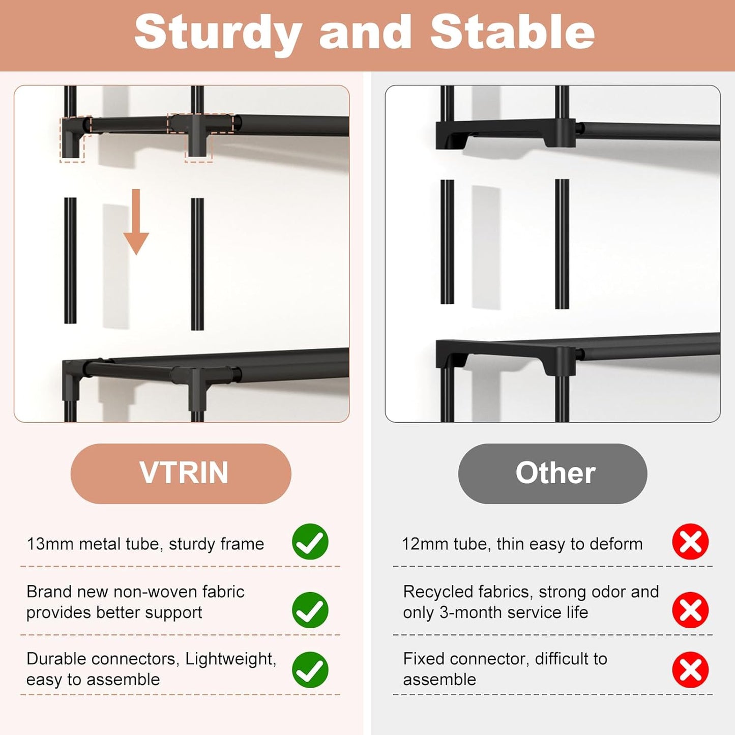 Vertical Narrow Shoe Rack Organizer 10 Tier Tall Shoe Shelf Holds 20-22 Pairs with Non-Woven Dustproof Cover for Closet, Entryway Black