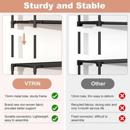 Vertical Narrow Shoe Rack Organizer 10 Tier Tall Shoe Shelf Holds 20-22 Pairs with Non-Woven Dustproof Cover for Closet, Entryway Black