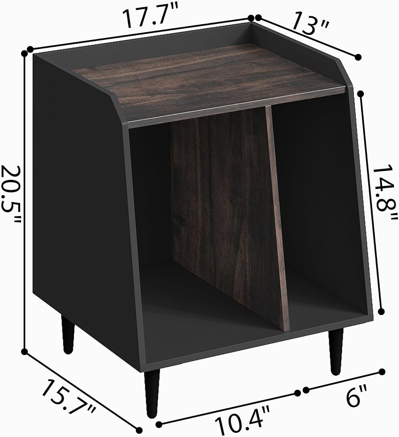 Nighstand Set of 3,Small End Side Table with Adjustable Divided Shelves for Vinyl Storage， Suitable for Music Room Living Room Bedroom