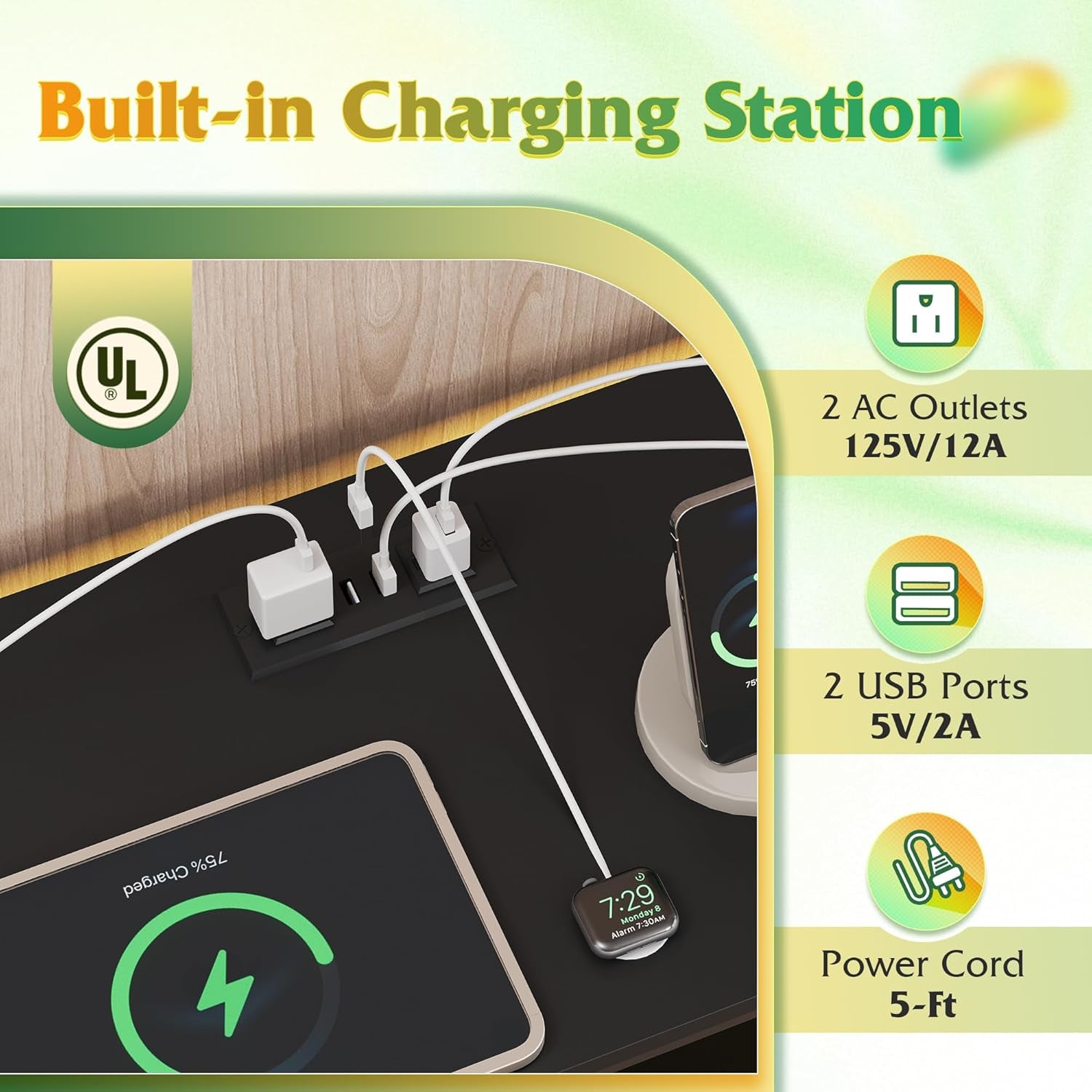 Black TV Stand for 55, 60, 65 Inch TV, Entertainment Center with LED Lights & Charging Station, TV Media Console Table with 15 Fabric Drawers and Open Shelves for Living Room, Hallway, Wood Topm