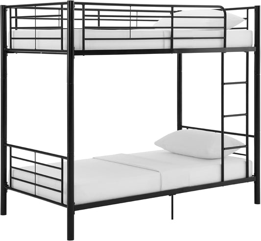 Elodie Urban Industrial Twin over Twin Metal Bunk Bed, Twin over Twin, Black
