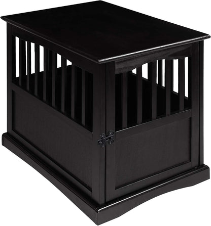 Wooden Lattice Pet Crate, End Table, Taupe Gray