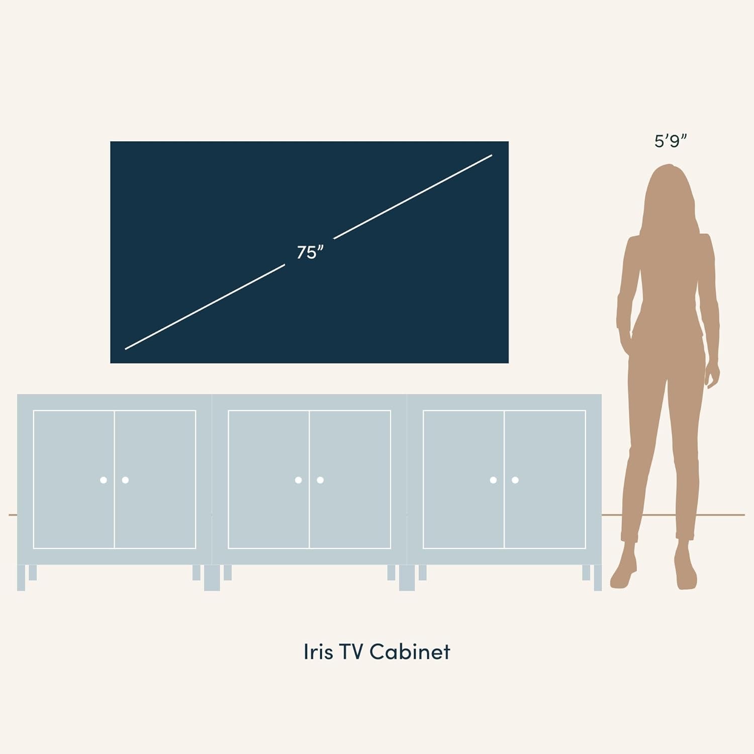 Iris Mid-Century Modern Credenza, White TV Stand, Living Room Wood Storage Cabinet with Arched Cabinet Doors, Set of 3