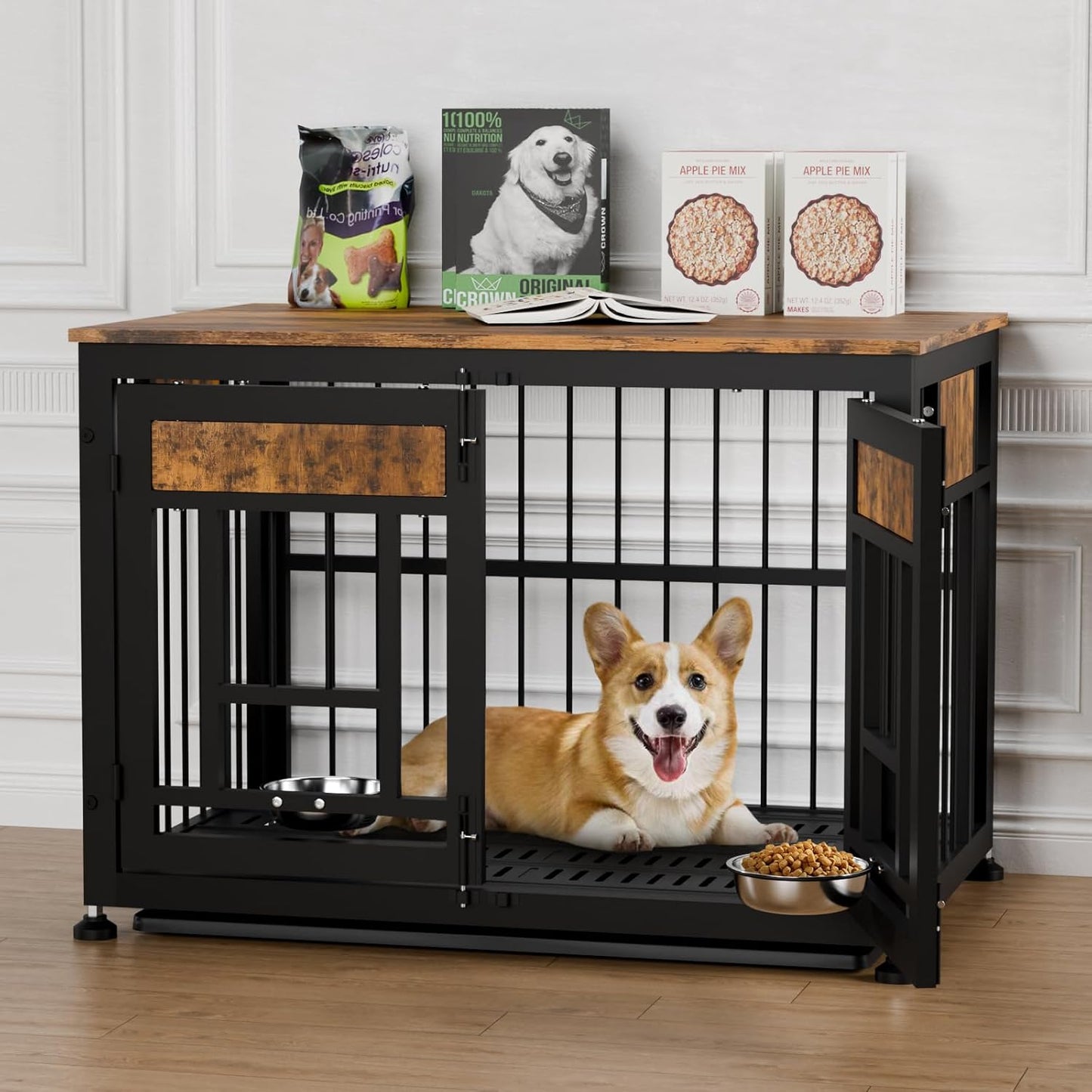 Heavy Duty Dog Crate Furniture for Large Dog, 48 Inch Decorative Pet House End Table, Extra Large Wooden Cage Kennel Furniture Indoor