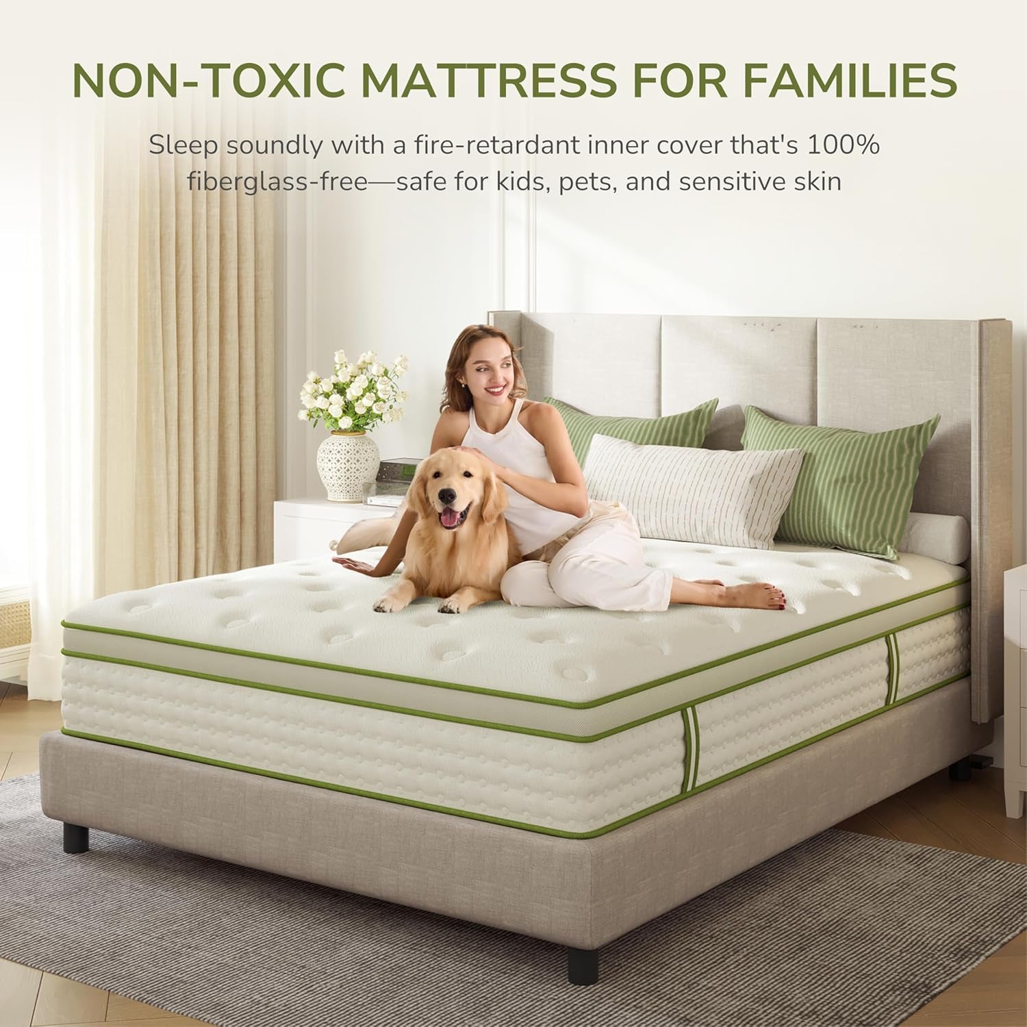 King Mattress 14 Inch Hybrid Memory Foam Mattress in a Box with Individual Pocket Innerspring for Motion Isolation & Pressure Relief, Edge Support, Medium Firm