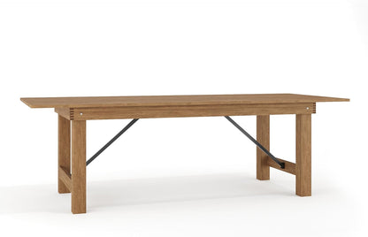 Hercules Series 8' X 40" Rustic Solid Pine Folding Dining Table, Rectangular Antique Farmhouse Dining and Event Extension Table