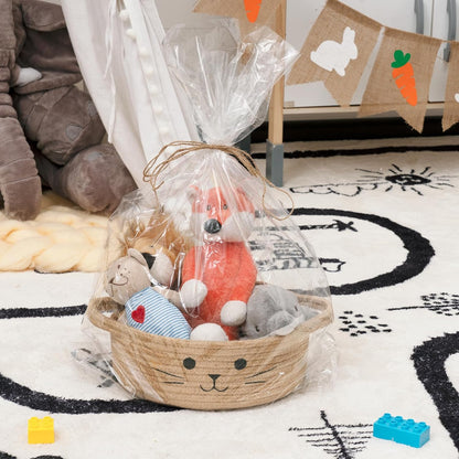 Small Storage Basket, Cute Baskets for Cat Toys, Woven Doy Toy Box Empty Gift Bin for Organizing, Jute, 9.8 X 4 Inches