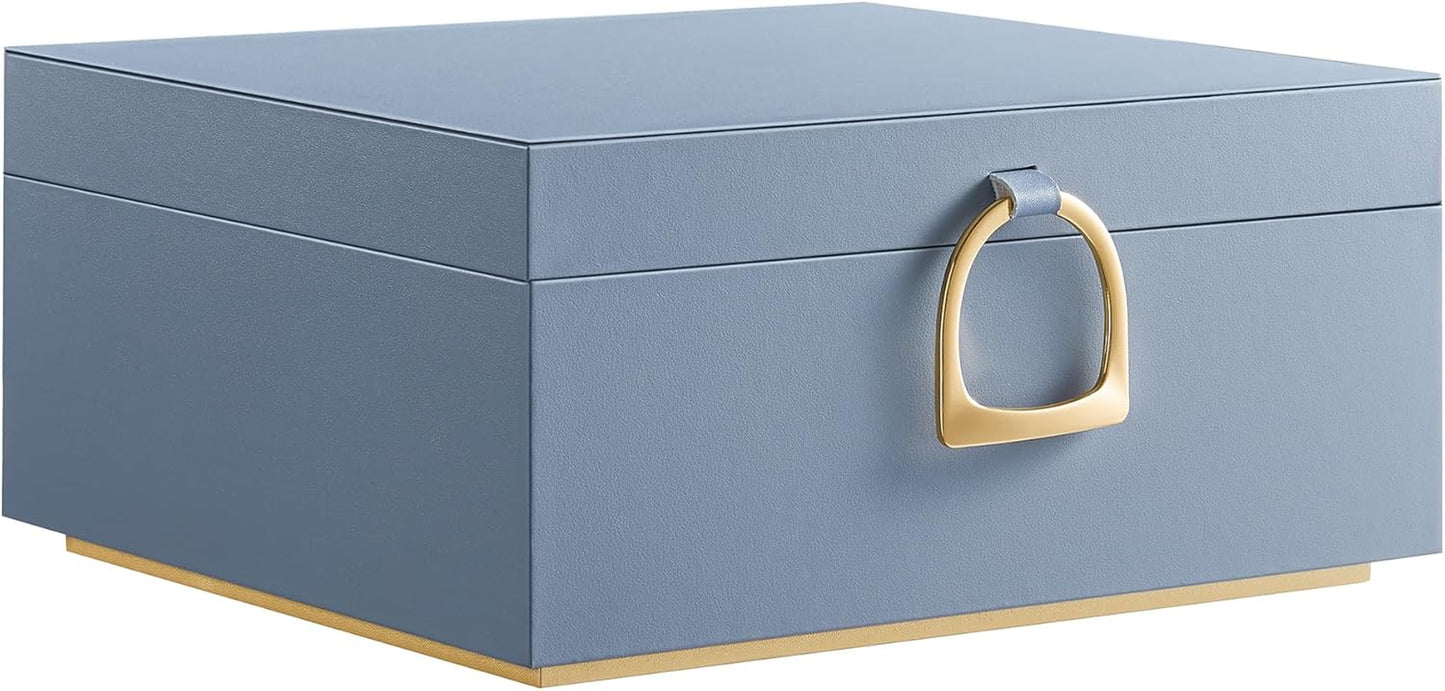 2-Layer Jewelry Box, Jewelry Organizer with Handle, Removable Jewelry Tray, Jewelry Storage, Floating Effect, 8.1 X 9.4 X 4.3 Inches, Gift Idea, White UJBC165W01
