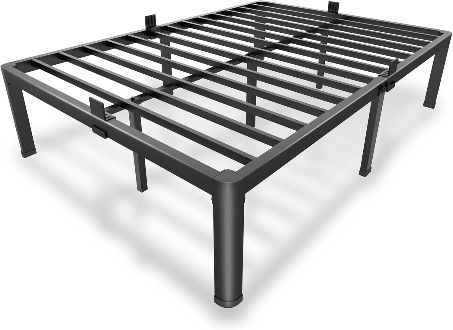 14 Inch Full Size Metal Platform Bed Frame with round Corner Legs, 3000 LBS Heavy Duty Steel Slats Support, Noise Free, No Box Spring Needed, Easy Assembly