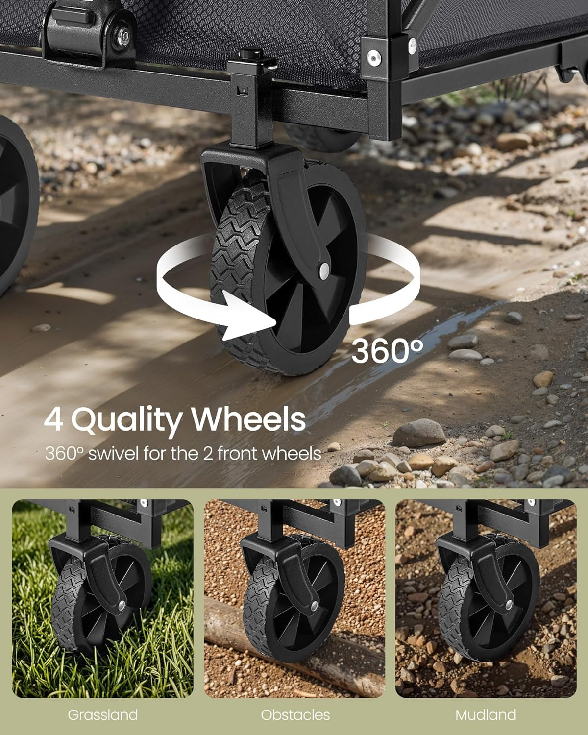 Small Collapsible Wagon with 400 Lb Dynamic Weight Capacity, Foldable Wagon Cart, Folding Camp Cart with Wheels, for Outdoor, Yard, 90 L, Slate Gray UGFW909G01