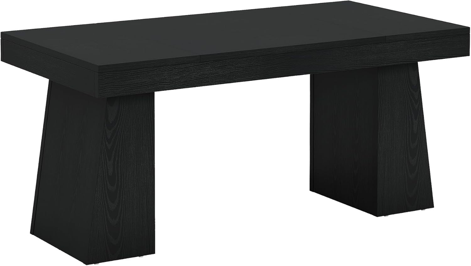 55" Executive Desk, Wooden Office Desk with Double Pedestal, Modern Simple Computer Writing Table for Home Office, Black